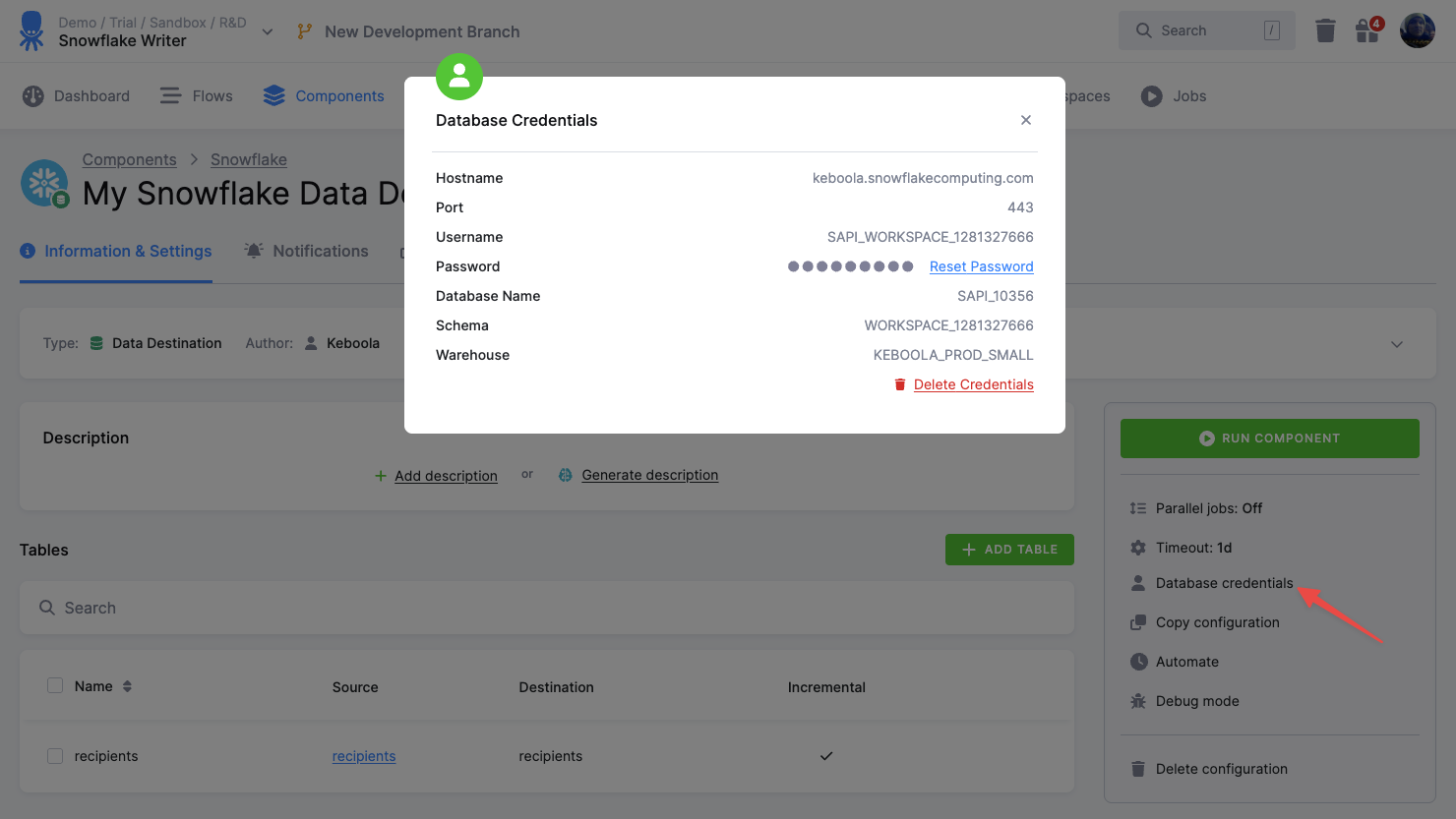 Screenshot - Provisioned Credentials